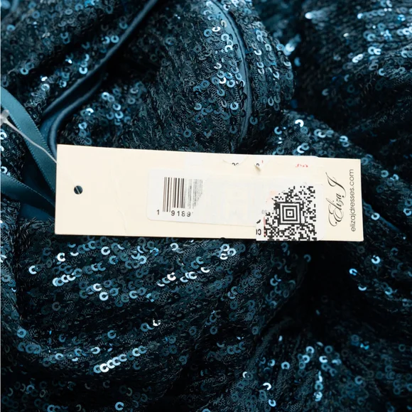 Eliza J Sequin Cowl Neck Sheath‎ Dress in Teal – NWT Size 2 - Picture 8 of 12